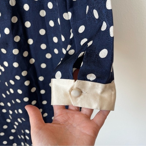 Vintage Adrianne Papell Polka Dot Dress – Navy & Cream - Picture 9 of 16